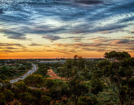 Sunset in Kalgoorlie looking over the bush