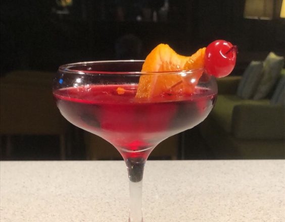 Martini in glass with cherry